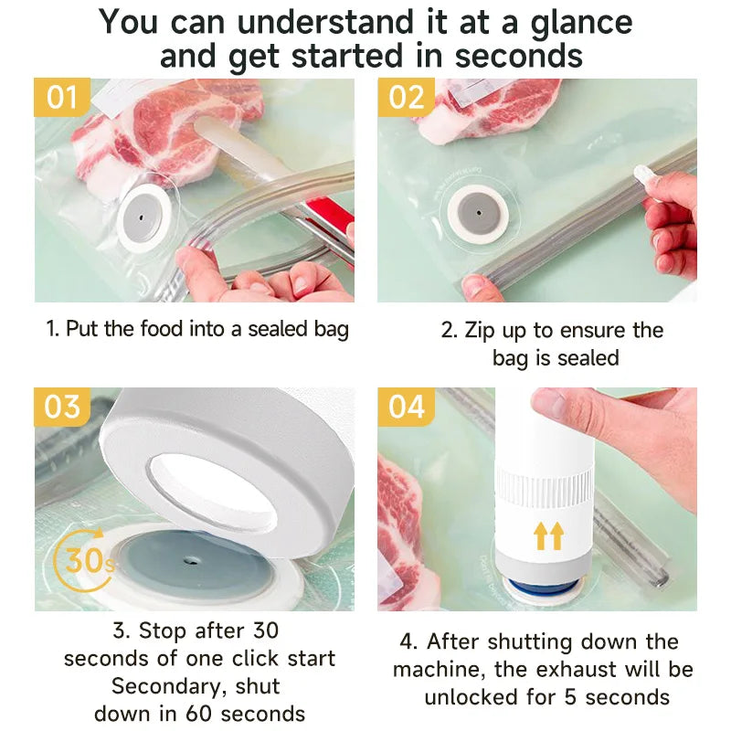 Wireless Kitchen Tools Handheld Food Bag Vaccum Sealer