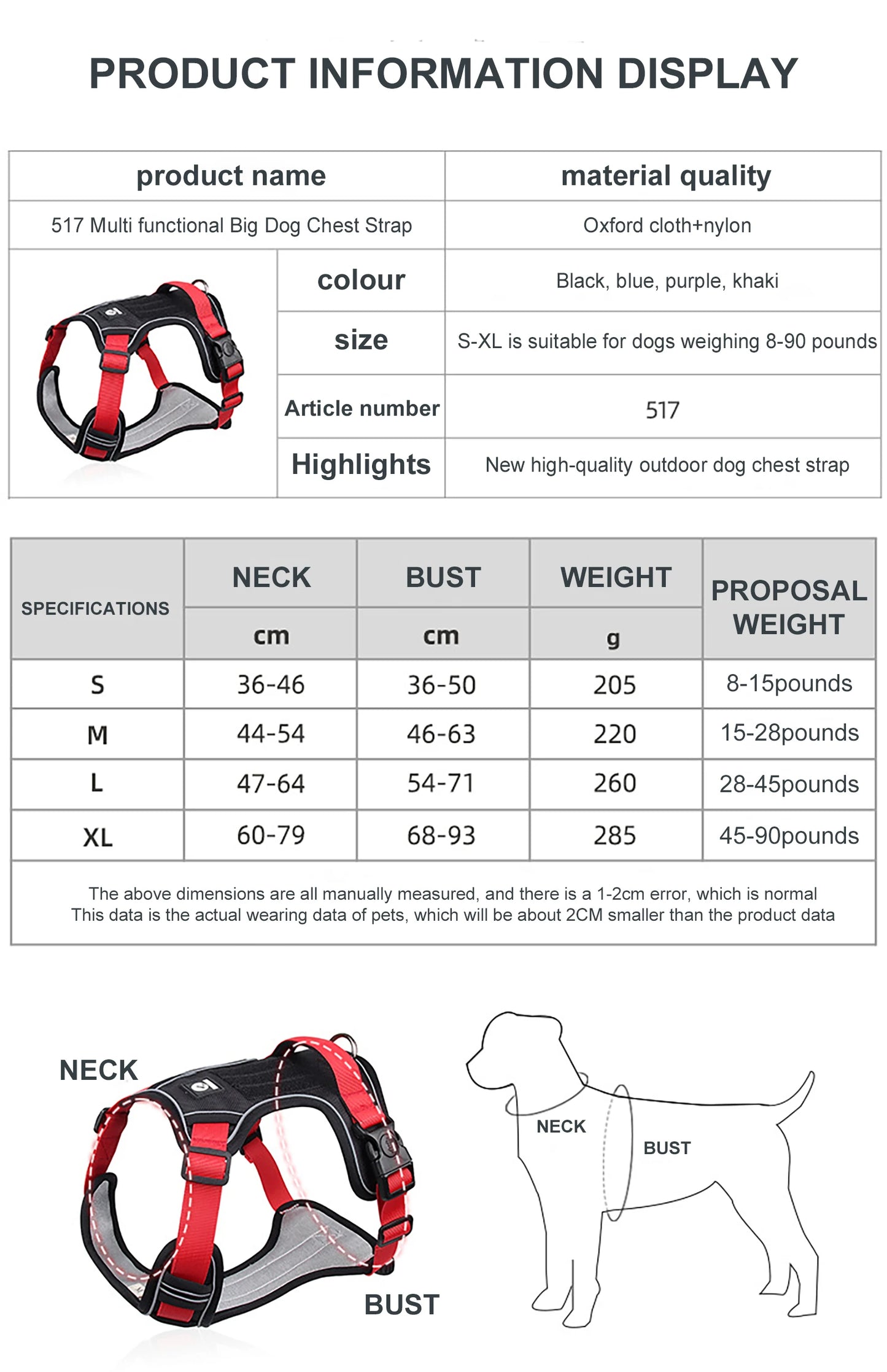 Dog Harness Reflective Midium Large Dogs