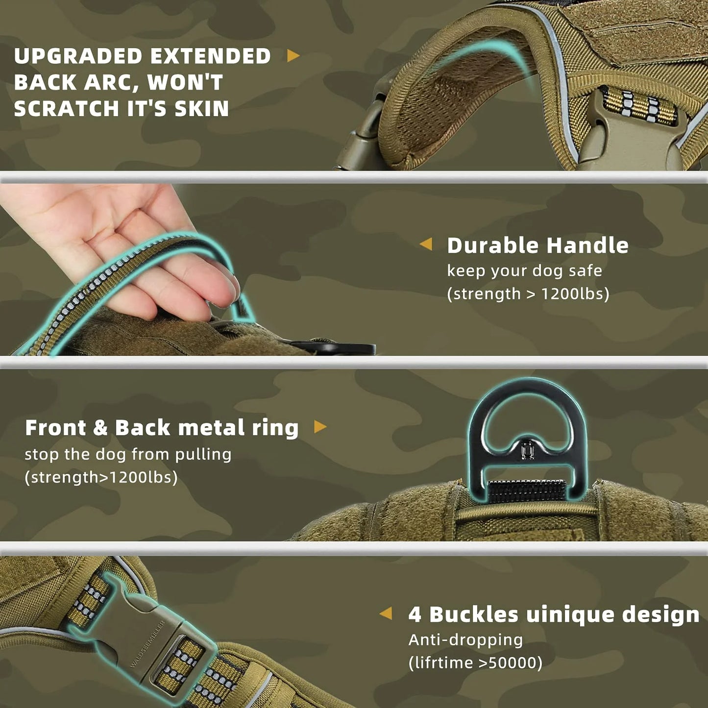 Tactical Dog Harness, No Pull Dog Harness,