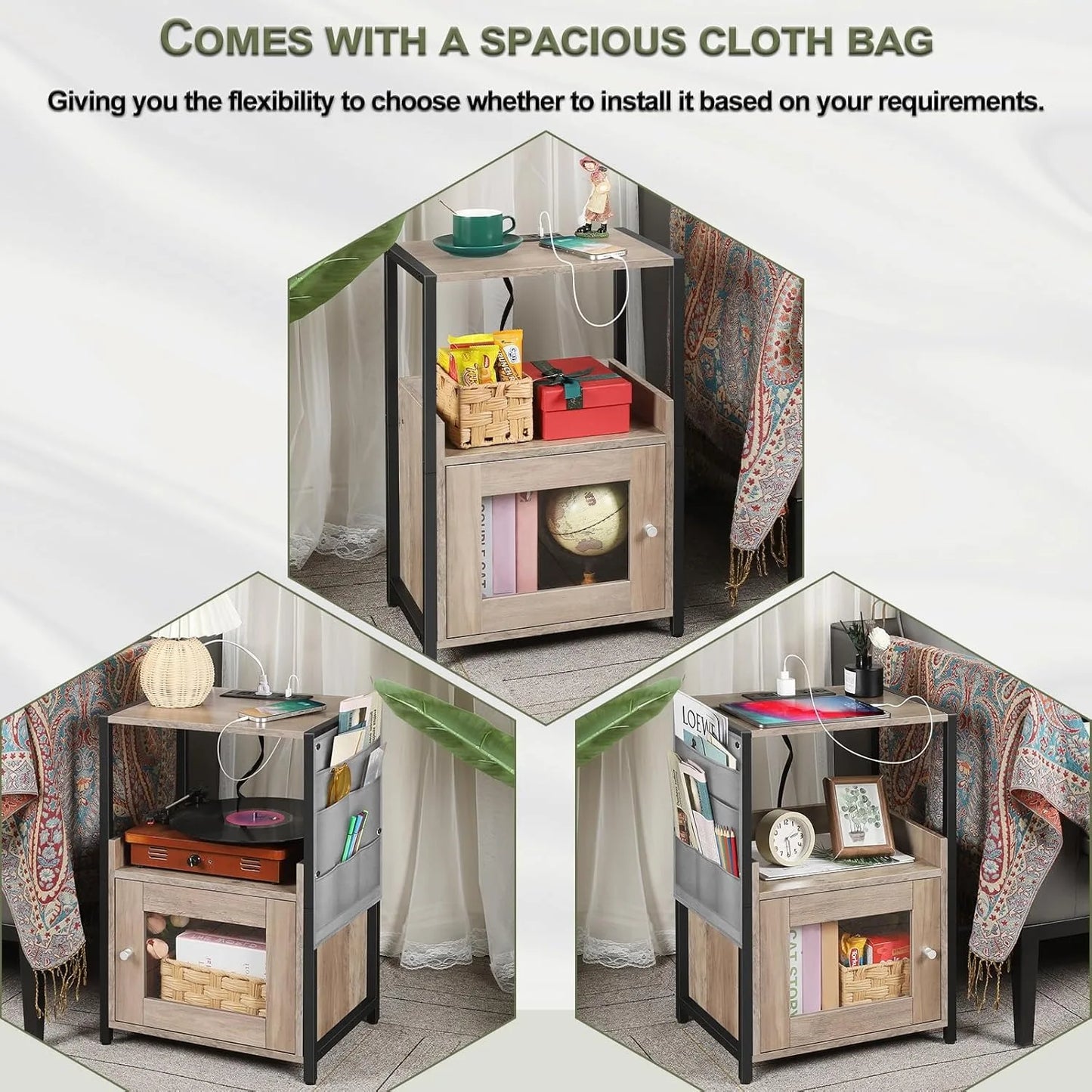 Nightstand Storage Organizer for Bedroom