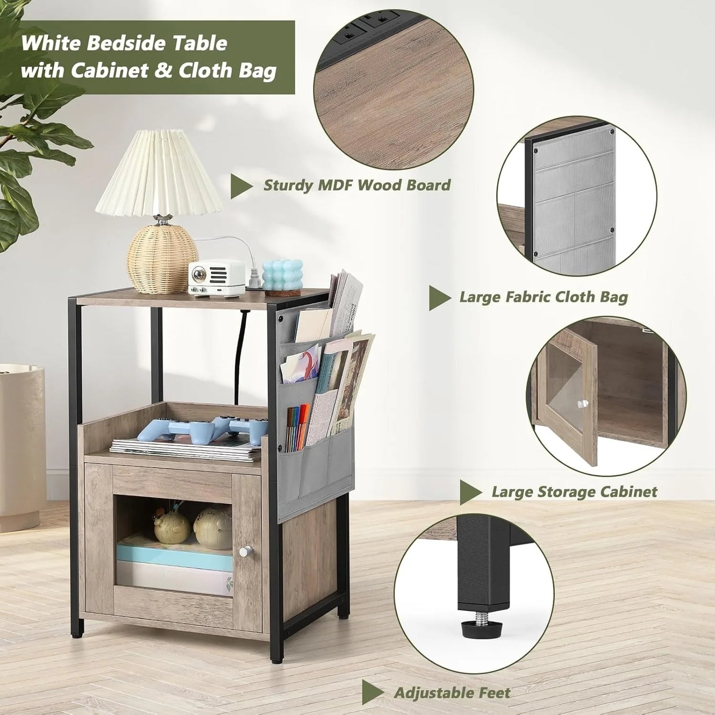 Nightstand Storage Organizer for Bedroom