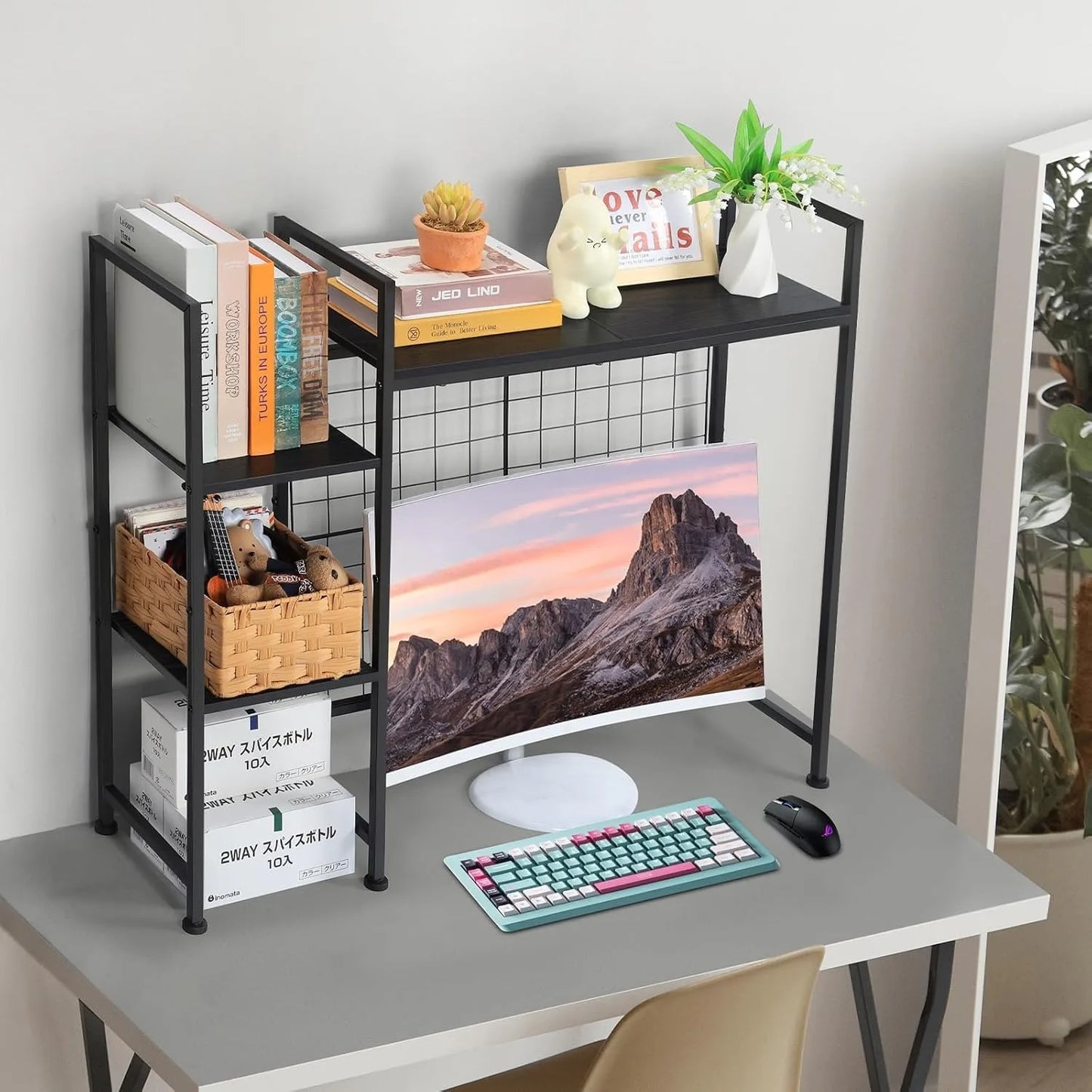 Desktop Shelf & Wood Desk Hutch Organizer