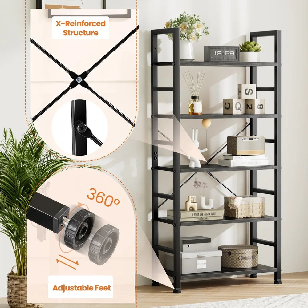 5 Tier Modern Bookshelf