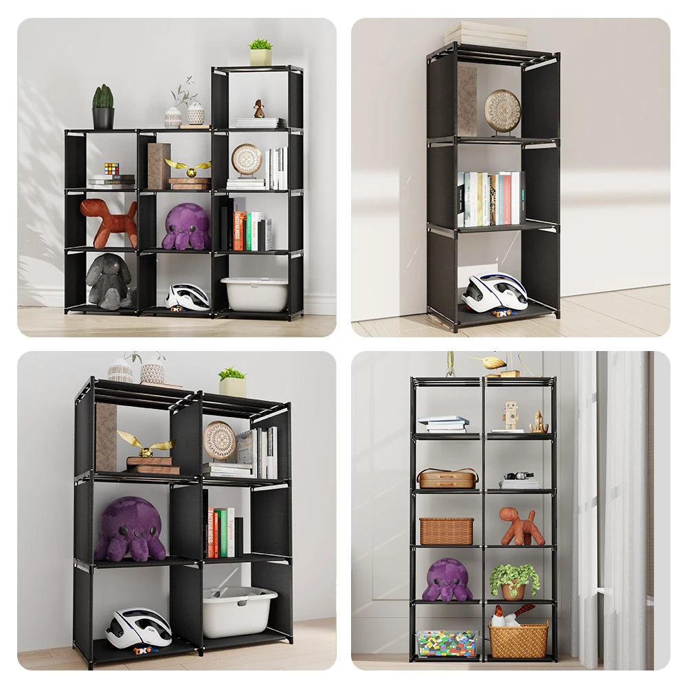 6-Tier Freestanding Bookshelf with Double Rows