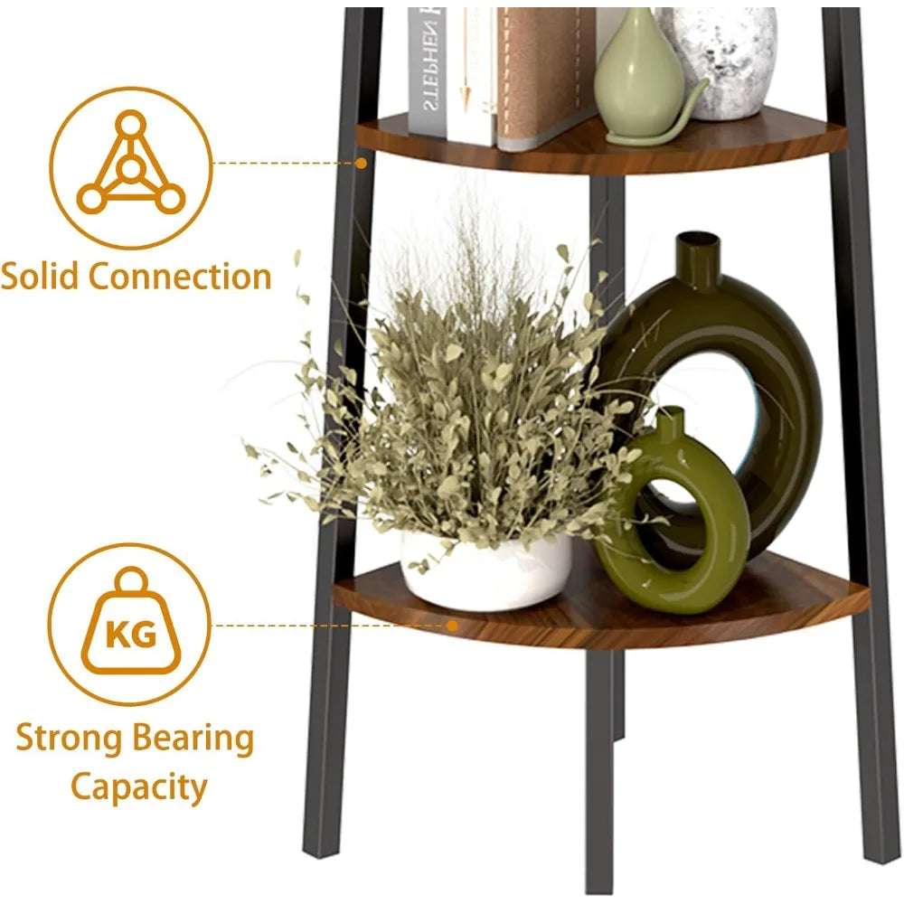 5-Tier Corner Bookshelf with LED Light,