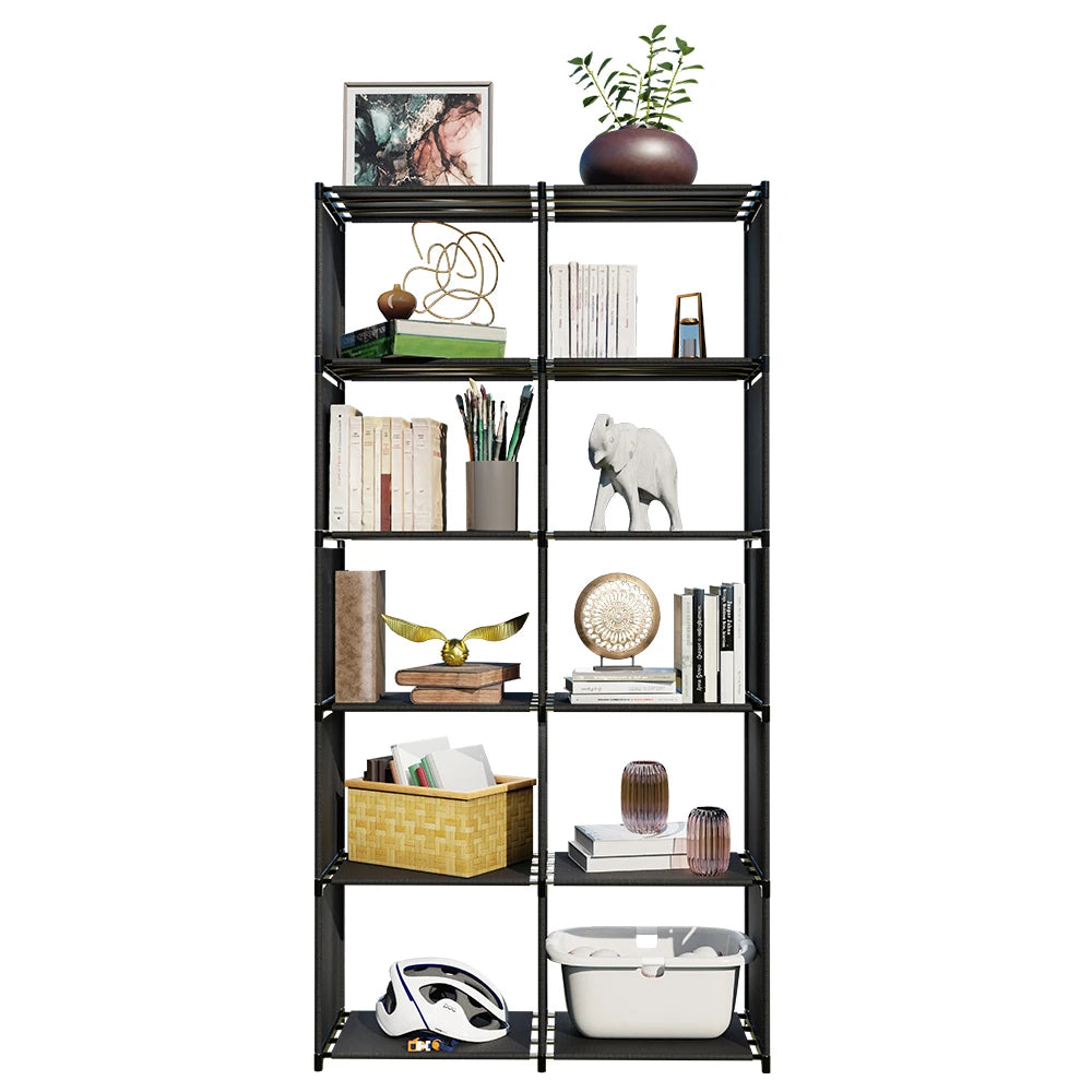 6-Tier Freestanding Bookshelf with Double Rows