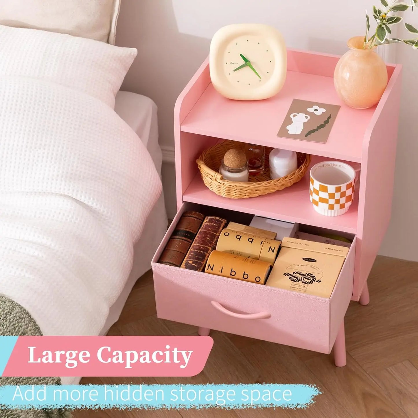 Night Stand with Fabric Drawer