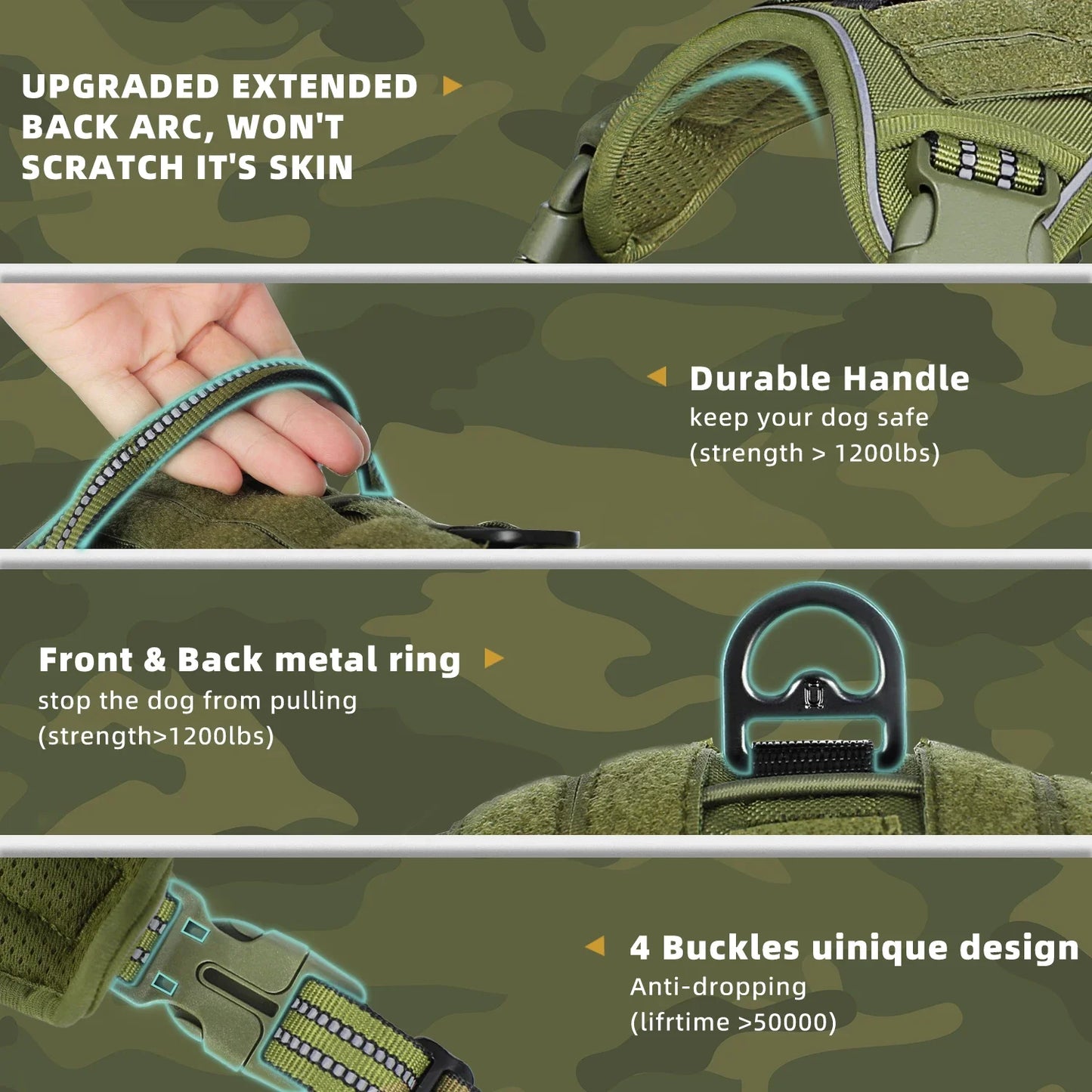 Tactical Dog Harness, No Pull Dog Harness,
