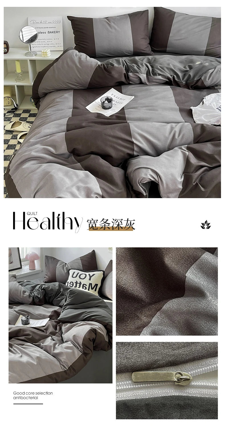 Stripe Bedding Comforter Set with Pillowcase bed sheet