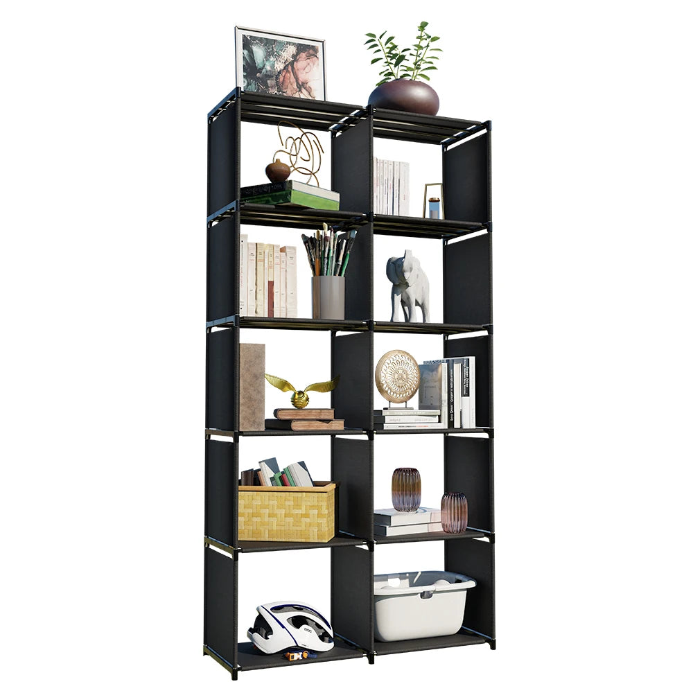 6-Tier Freestanding Bookshelf with Double Rows