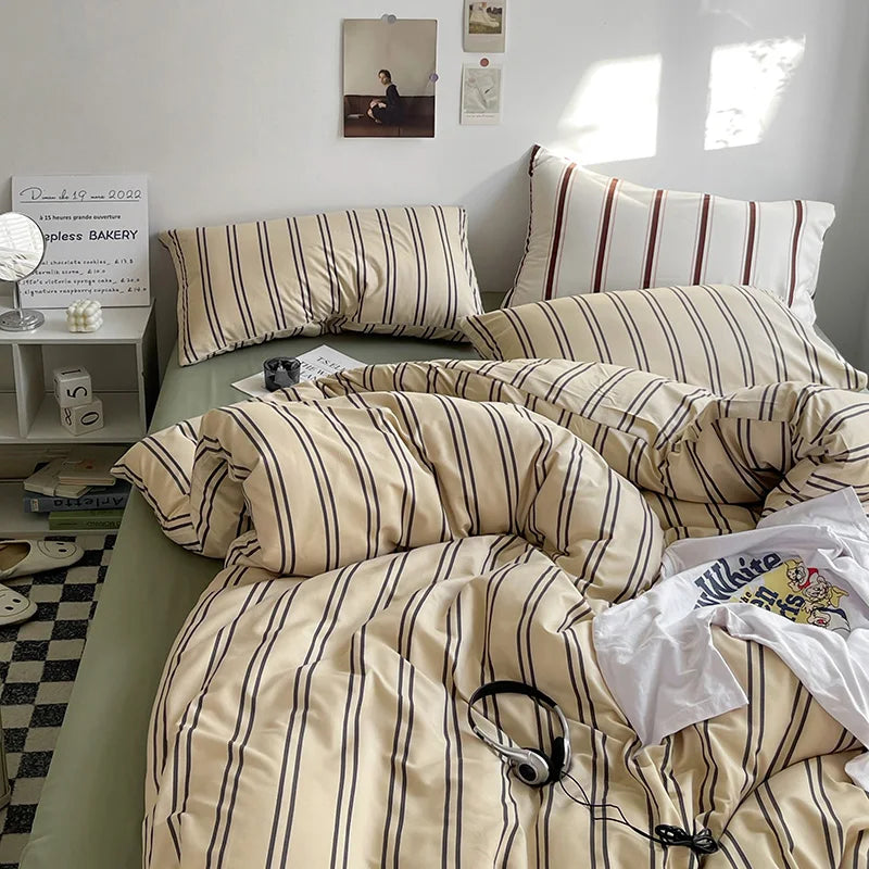 Stripe Bedding Comforter Set with Pillowcase bed sheet