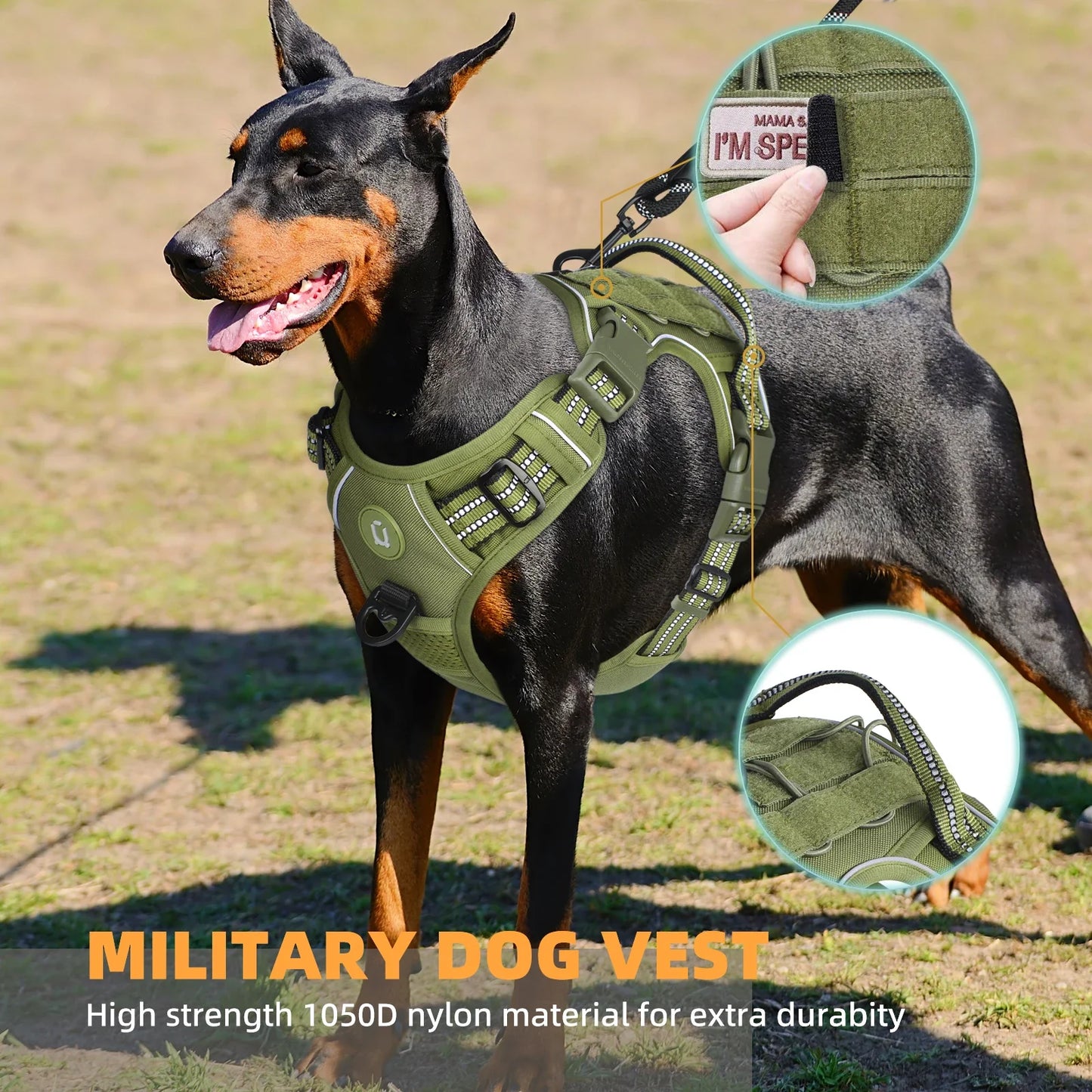 Tactical Dog Harness, No Pull Dog Harness,