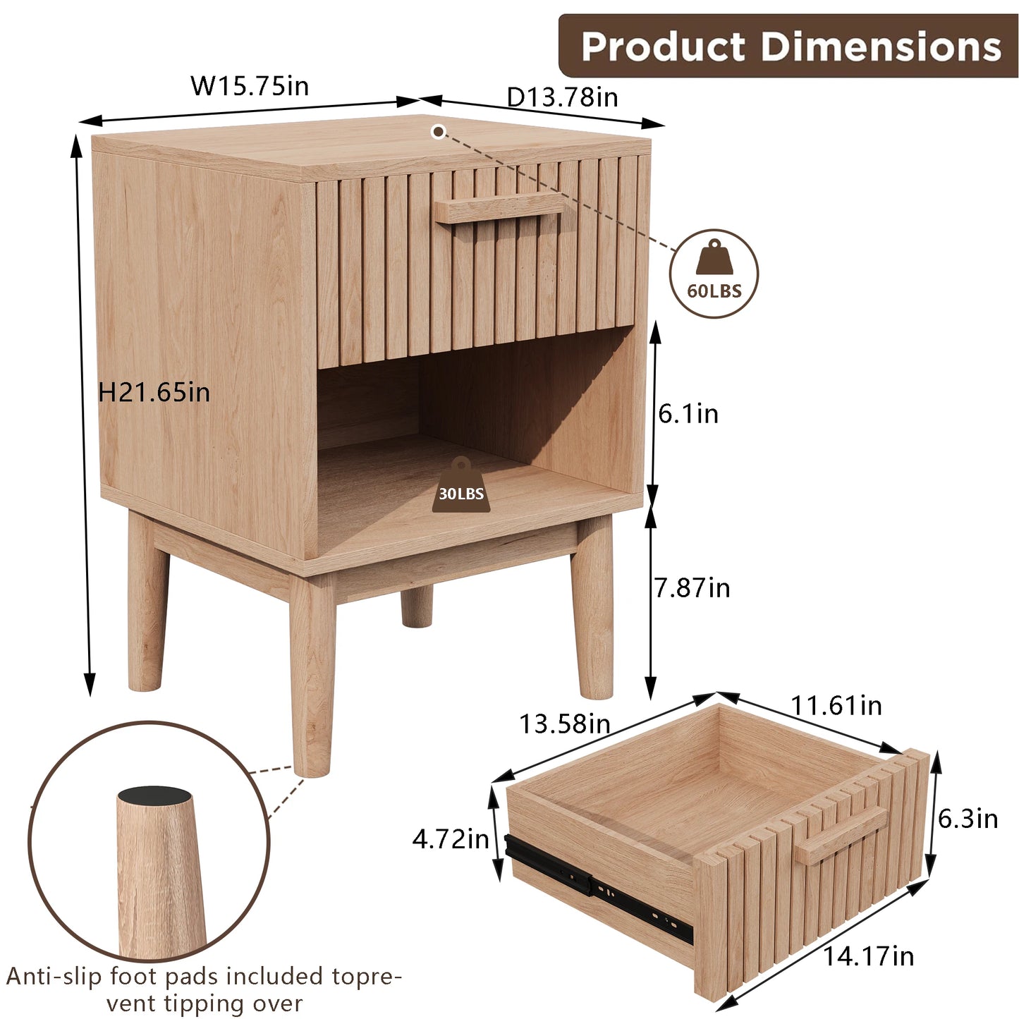 Creahappy American Country Nightstand