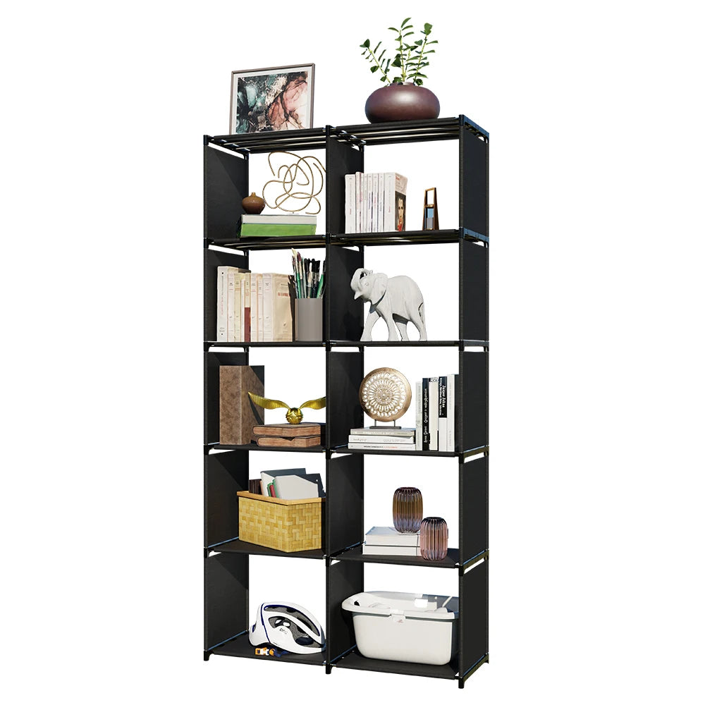6-Tier Freestanding Bookshelf with Double Rows