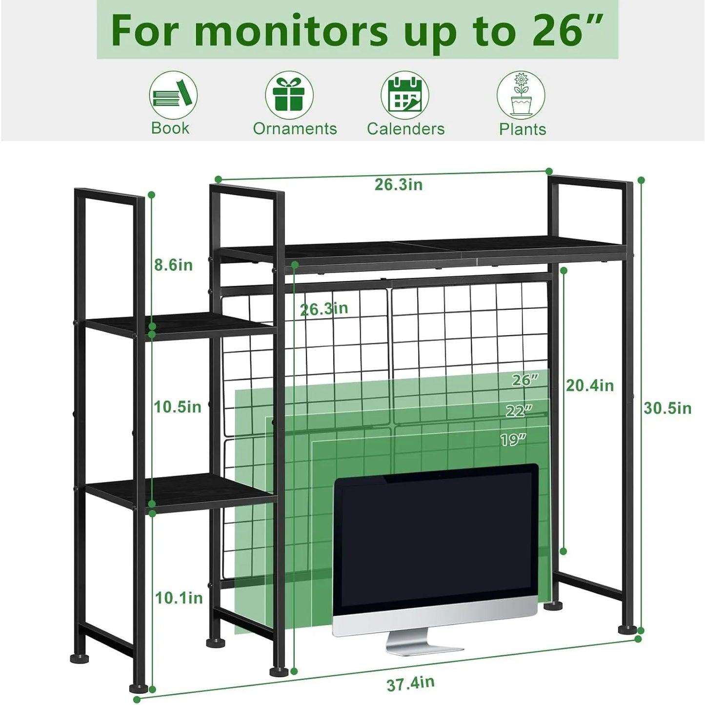 Desktop Shelf & Wood Desk Hutch Organizer
