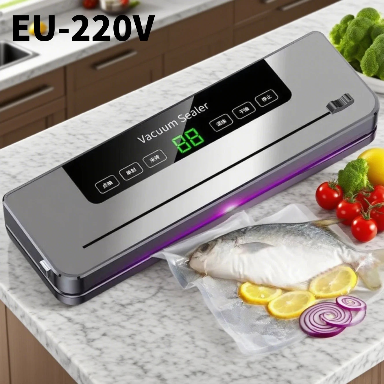 Vacuum Sealer Kitchen Food Storage , Machine Built-in Cutter