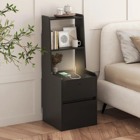 Smart Bedside Table w/ Voice Light & Charging -