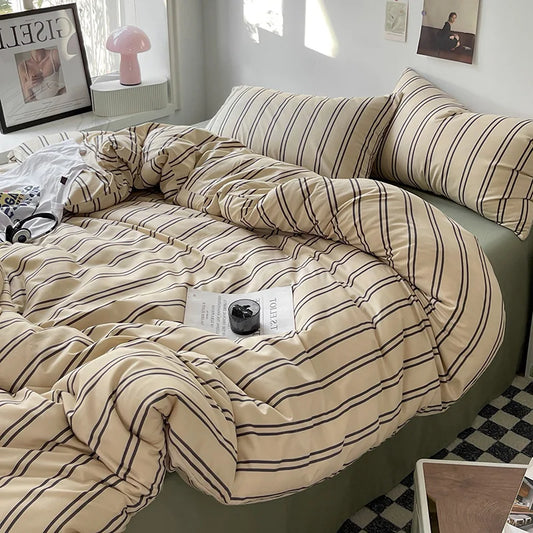Stripe Bedding Comforter Set with Pillowcase bed sheet