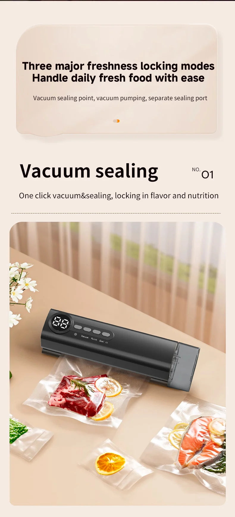 3 in 1 Eletric Vacuum Packer Small Sealing Machine For Sealing Degasser Home And Kitchen