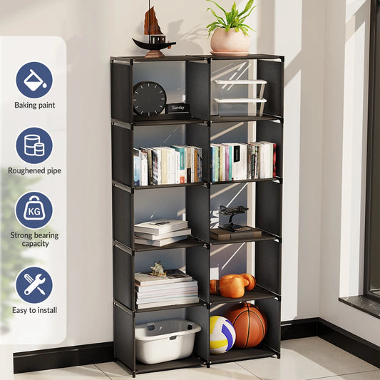 6-Tier Freestanding Bookshelf with Double Rows