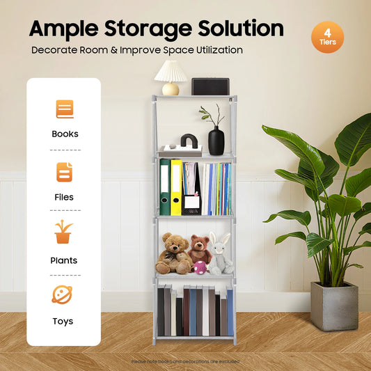 4-Tier Bookshelf, Modern Standing Bookcase, Storage Shelf Multi-Layer Book Closet 15.74*11.02*49.21inch