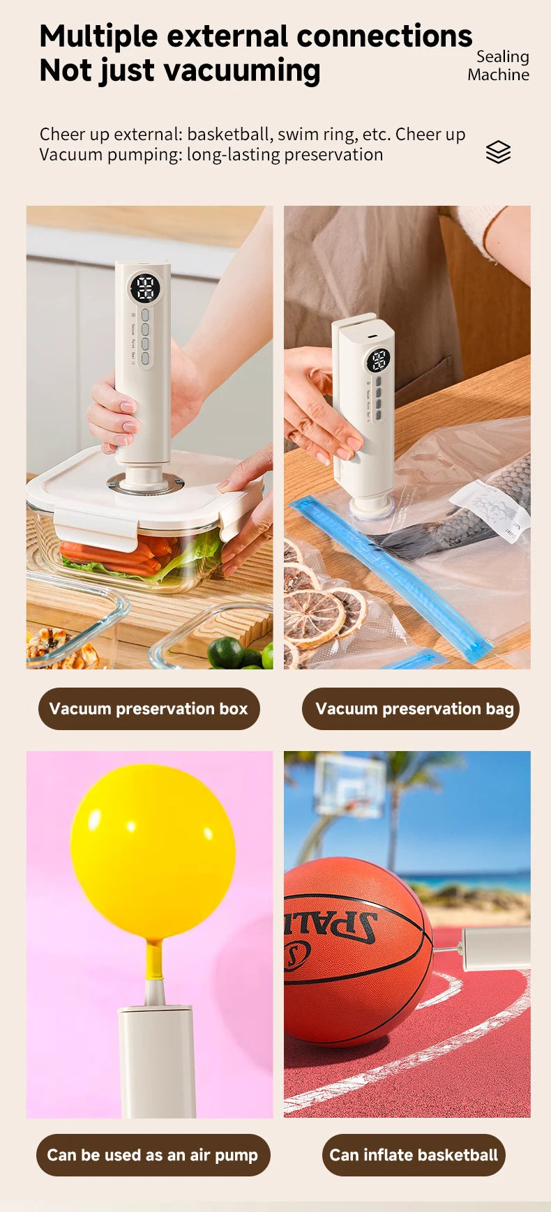 3 in 1 Eletric Vacuum Packer Small Sealing Machine For Sealing Degasser Home And Kitchen